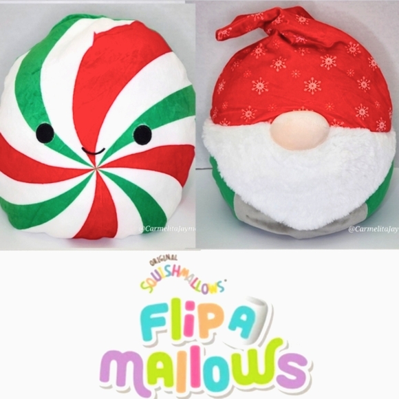 🎄 DULCE & GURI 🍬🧙‍♂️ Mint & Gnome FlipAMallow Christmas 2021 Squishmallow NWT - Picture 1 of 9